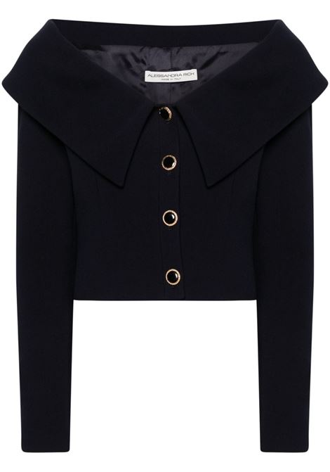 Blue single-breasted off-shoulder blazer Alessandra Rich - women